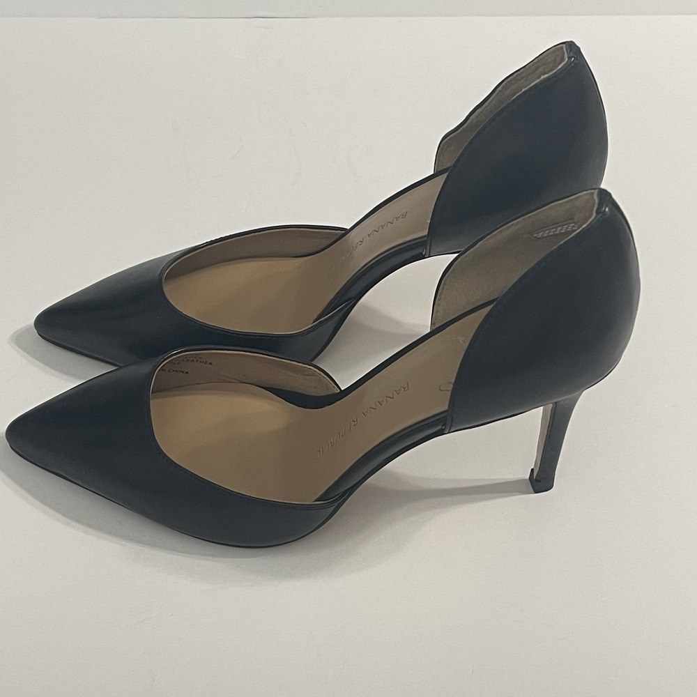 Banana Republic Women's D'Orsay Black Leather Heels Pumps Pointed Toe Size 6M